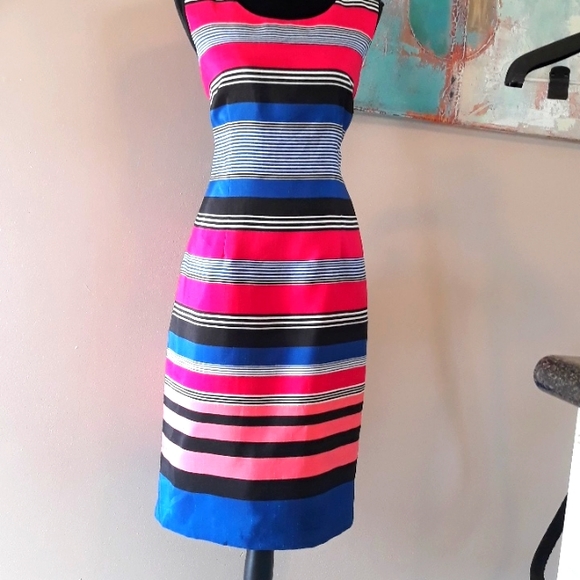 DN Design/ Multi Color/ Striped/ Sleeveless/ Cocktail Dress / Size 14 - Picture 5 of 11